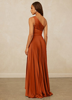 Christian Siriano Bridal for Azazie 1008 Bridesmaid Dresses Burnt Orange A-Line One Shoulder Stretch Satin Dress image2