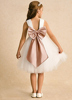 Azazie Dimple Abiti da Ragazza di Fiori Abito Principessa in Tulle Pizzo Avorio Rosa Champagne image1