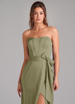 Azazie Jamie Bridesmaid Dresses Pistachio A-Line Strapless Stretch Satin Convertible Dress image6