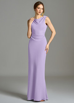 Azazie Kieryn Bridesmaid Dresses Lilac Mermaid Pleated Chiffon Dress image4