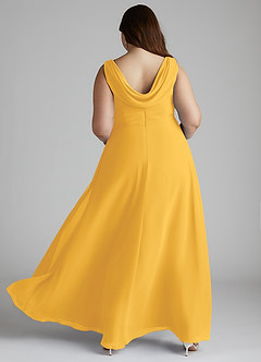 Azazie Karina Bridesmaid Dresses Marigold A-Line Pleated Chiffon Dress image9