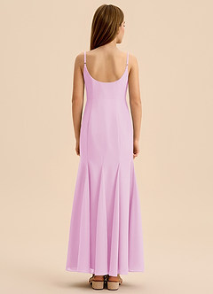 Azazie Evey Junior Vestido de Rosa Caramelo de Gasa de Corte Sirena con Plisado image2