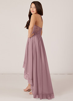 Azazie Sarafina A-Line Lace Chiffon Asymmetrical Junior Bridesmaid Dress image5