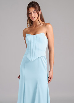 Azazie Ximena Bridesmaid Dresses Sky Blue Mermaid Corset Stretch Satin Convertible Dress image8