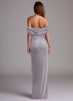 Azazie Shay Bridesmaid Dresses French Lilac Sheath Off the Shoulder Velvet Convertible Dress image4