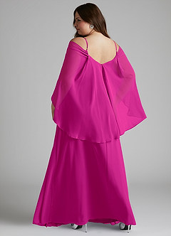 Azazie Cienna Bridesmaid Dresses Fuchsia A-Line Off the Shoulder Chiffon Dress image8