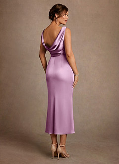 Azazie Mazhe 신부의 어머니 드레스 A라인 주름진 스트레치 새틴 티 길이 드레스 image2