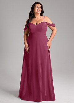 Azazie Marley Bridesmaid Dresses Mulberry A-Line Off the Shoulder Chiffon Convertible Dress image13