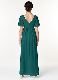 Azazie Temeka Junior Peacock A-Line Pleated Chiffon Dress image2