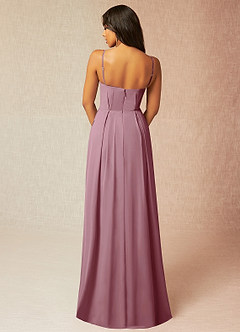 Azazie Kyedae Bridesmaid Dresses Vintage Mauve A-Line V-Neck Pleated Chiffon Dress image2