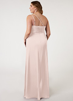 Azazie Eren Bridesmaid Dresses Blushing Pink Mermaid One Shoulder Stretch Satin Dress image7