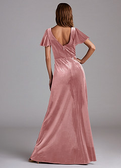 Azazie Soren Bridesmaid Dresses Dusty Rose A-Line Velvet Dress image6