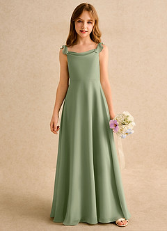 Azazie Puppy Girls Formal Flower Girl Dresses Pistachio A-Line Pleated Chiffon Dress image5