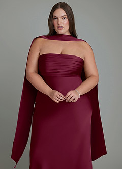 Azazie Saylor Bridesmaid Dresses Mulberry Mermaid Strapless Stretch Satin Dress image18
