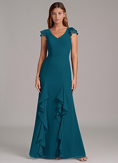 Azazie Nessa Jurken voor bruidsmeisjes Jurk van Chiffon met A-Lijn Inkt Blauw image3