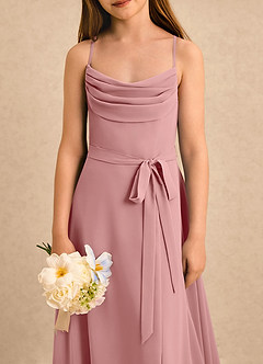 Azazie Jasslyn Girls Formal Flower Girl Dresses Dusty Rose A-Line Pleated Chiffon Dress image5