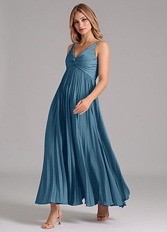 Azazie Raychelle Bridesmaid Dresses Bermuda A-Line Pleated Stretch Satin Dress image6
