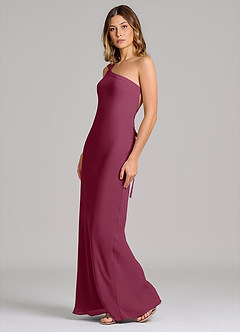 Azazie Monroe Bridesmaid Dresses Mulberry Sheath One Shoulder Chiffon Dress image4