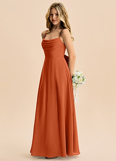 Azazie Bear Junior Burnt Orange A-Line Pleated Chiffon Dress image5