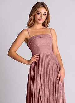 Azazie Mariana Bridesmaid Dresses Dusty Rose A-Line Strapless Floral Burnout Convertible Dress image2