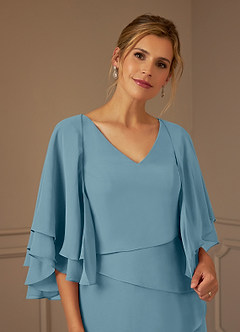 Azazie OHara Mother of the Bride Dresses Moody Blue A-Line V-Neck Chiffon Dress image11