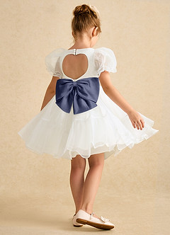 Azazie Debbie Flower Girl Dresses Ivory Stormy Ball-Gown Sweetheart Neckline Organza Dress image6