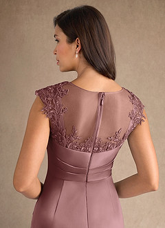 Azazie Santa Barbara Mother of the Bride Dresses Vintage Mauve Sheath Pleated Stretch Satin Dress image8
