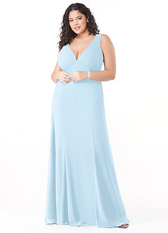 Azazie Christiana Bridesmaid Dresses Sky Blue A-Line V-Neck Pleated Chiffon Dress image7