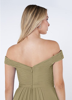 Azazie Audrianna 신부 들러리 드레스 A라인 오프 더 숄더 쉬폰 바닥 길이 드레스 image6