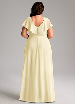 Azazie Lainey Brudtärnklänningar Klä av A-Linje i Chiffong med fickor Citronsorbet image9