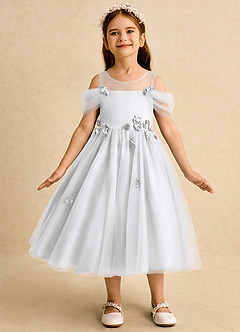 Azazie Juni Robe Demoiselle D'honneur Fillette Robe Princesse en Tulle Plissée Blanc image4