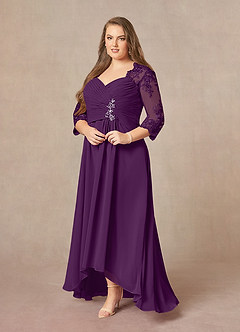 Azazie Devereaux Mother of the Bride Dresses Grape A-Line Lace Chiffon Dress image9