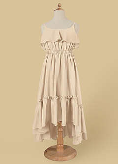 Azazie Karmen Flower Girl Dresses Champagne A-Line Ruched Chiffon Dress image6