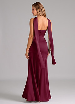 Azazie Shiloh Bridesmaid Dresses Mulberry Mermaid Strapless Stretch Satin Convertible Dress image7