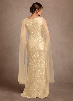 Azazie Arizona Mother of the Bride Dresses Champagne Sheath Lace Tulle Dress image3