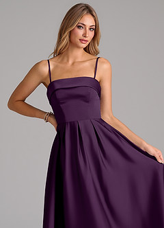 Azazie Lucienne Brautjungfernkleider Wandelbar A-Linie Schulterfrei Stretch-Satin Kleid Traube image2