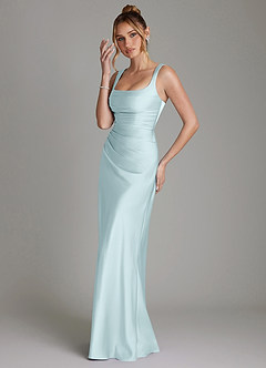 Azazie Agustina Bridesmaid Dresses Mist Mermaid Corset Stretch Satin Dress image5