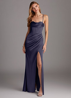 Azazie Brookelle Bridesmaid Dresses Stormy Sheath Sweetheart Corset Stretch Satin Dress image4
