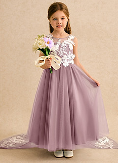 Azazie Mixie Jurken voor bloemenmeisjes Baljurk Jurk van Kant Stoffige Roos image6