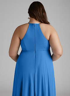 Azazie Annabelle Brautjungfernkleider für Schwangere A-Linie V-Hals Gefaltet Gittergewebe Bodenlänge Kleid image10