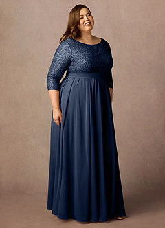 Azazie Carmena Final Sale Dark Navy A-Line Sequins Chiffon Dress image11