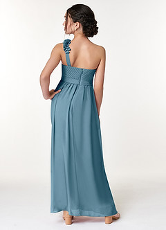 Azazie Flower Junior Bermuda A-Line Pleated Chiffon Dress image6