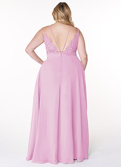 Azazie Lennon Bridesmaid Dresses Candy Pink A-Line Lace Chiffon Dress image8