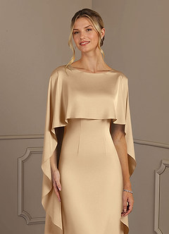 Azazie Eli Mother of the Bride Dresses Champagne Sheath Boatneck Stretch Satin Dress image5