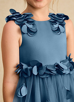 Azazie Atta Jurken voor bloemenmeisjes A-Lijn Jurk van Tule One-Shoulder Bermuda image5