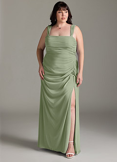 Azazie Jesaphine Robes de demoiselle d'honneur Robe Fourreau en Mousseline de soie Nœud Pistache image8