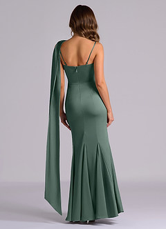 Azazie Inara Bridesmaid Dresses Sea Moss Mermaid Pleated Stretch Satin Dress image3