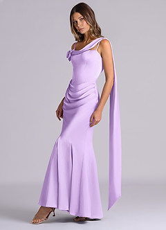 Azazie Inara Bridesmaid Dresses Lilac Mermaid Pleated Stretch Satin Dress image3