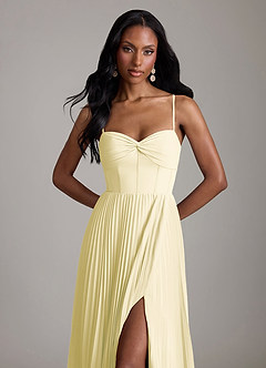 Azazie Akiko Brautjungfernkleider A-Linie Herzausschnitt Chiffon Kleid Zitronensorbet image2