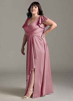Azazie Omari Bridesmaid Dresses Vintage Mauve A-Line Stretch Satin Dress image12